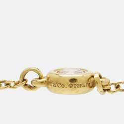 Pre Owned Tiffany & Co. Elsa Peretti Diamonds by the Yard 18k Yellow Gold Ring Size 54