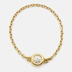 Pre Owned Tiffany & Co. Elsa Peretti Diamonds by the Yard 18k Yellow Gold Ring Size 54