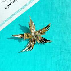 Pre Owned Tiffany & Co. Schlumberger Flame Brooch Yellow Gold Diamond