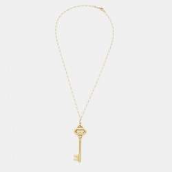 Pre Owned Tiffany & Co. Oval Key 18k Yellow Gold Necklace