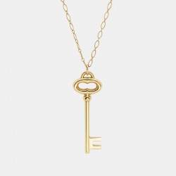Pre Owned Tiffany & Co. Oval Key 18k Yellow Gold Necklace