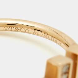 Pre Owned Tiffany & Co. Tiffany T Mother of Pearl Diamond 18k Rose Gold Ring Size 56