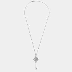 مملوكة مسبقًا Tiffany & Co. Tiffany Keys Diamonds 18k White Gold Necklace