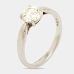Pre Owned Tiffany & Co. 1 ct Solitaire Diamond Platinum 4 Prong Ring Size 52