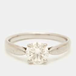 Pre Owned Tiffany & Co. 1 ct Solitaire Diamond Platinum 4 Prong Ring Size 52