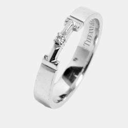 مملوكة مسبقًا خاتم تيفاني & كو. حرف T ذهب أبيض عيار 18 مقاس 51