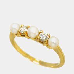 مملوكة مسبقًا Tiffany & Co. 18K Yellow Gold Baby Pearl & Diamond Ring EU 52
