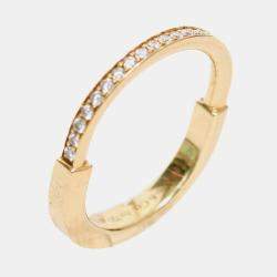 مملوكة مسبقًا Tiffany & Co. Lock 18K Yellow Gold and Diamond Ring EU 57