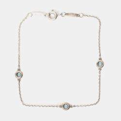 مملوكة مسبقًا Tiffany & Co. Elsa Peretti Diamonds by the Yard Sterling Silver Aquamarine Bracelet
