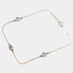مملوكة مسبقًا Tiffany & Co. Elsa Peretti Diamonds by the Yard Sterling Silver Aquamarine Bracelet