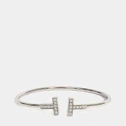 مملوكة مسبقًا Tiffany & Co. T Wire 18K White Gold and Diamond Bracelet