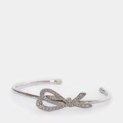 مملوكة مسبقًا Tiffany & Co. Bow 18K White Gold and Diamond Cuff Bracelet