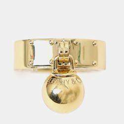 Pre Owned Tiffany & Co. Hardwear Ball Dangle 18K Yellow Gold Band Ring EU 54