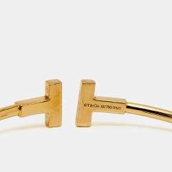 Pre Owned Tiffany & Co. T Wire Diamond 18K Yellow Gold Bracelet