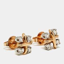 مملوكة مسبقًا أقراط تيفاني & كو. ستون باي تيفاني ألماس ذهب وردي عيار 18 و بلاتينوم