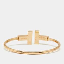 Pre Owned Tiffany & Co. Tiffany T Diamonds 18k Rose Gold Medium Bracelet