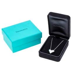 Pre Owned Tiffany & Co. Etoile Heart 5 Diamond Platinum Pendant Necklace