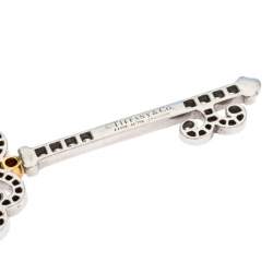 Pre Owned Tiffany & Co. Tiffany Enchant Diamond Platinum & 18K Gold Quatra Heart Key Pendant Necklace