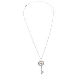 Pre Owned Tiffany & Co. Tiffany Enchant Diamond Platinum & 18K Gold Quatra Heart Key Pendant Necklace