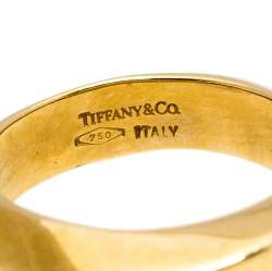 Pre Owned Tiffany & Co. Textured 18K Yellow Gold Band Ring Size 49