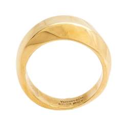Pre Owned Tiffany & Co. Textured 18K Yellow Gold Band Ring Size 49