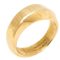 Pre Owned Tiffany & Co. Textured 18K Yellow Gold Band Ring Size 49
