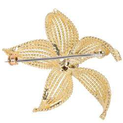 Tiffany & Co. Vintage 0.25 ctw Diamond and Ruby 18K Yellow Gold Flower Pin Brooch