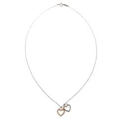 Pre Owned Tiffany & Co. Double Heart 18K Rose Gold & Silver Pendant Necklace  