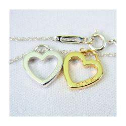 Pre Owned Tiffany & Co. Twin Heart 18K Yellow Gold Silver Pendant Necklace