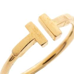 Pre Owned Tiffany & Co. T Wire 18K Rose Gold Open Ring Size 55