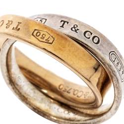 Pre Owned Tiffany & Co. Tiffany 1837 Interlocking Circles 18K Rose Gold & Silver Ring Size 47