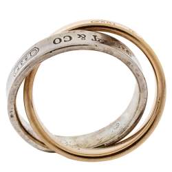 Pre Owned Tiffany & Co. Tiffany 1837 Interlocking Circles 18K Rose Gold & Silver Ring Size 47