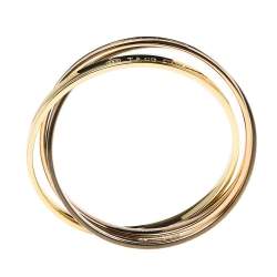 Pre Owned Tiffany & Co. 1837 Tricolor Interlocking Circles 18K Yellow & Rose Gold Silver Bangle Bracelet