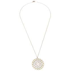 Pre Owned Tiffany & Co. Paloma Picasso Crown of Hearts 18K Three Tone Gold Medallion Pendant Necklace