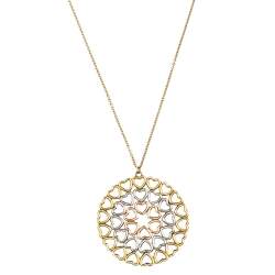 Pre Owned Tiffany & Co. Paloma Picasso Crown of Hearts 18K Three Tone Gold Medallion Pendant Necklace