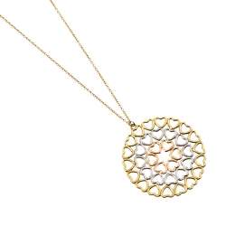 Pre Owned Tiffany & Co. Paloma Picasso Crown of Hearts 18K Three Tone Gold Medallion Pendant Necklace
