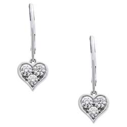 Pre Owned Tiffany & Co.Heart Diamond Platinum Drop Earrings
