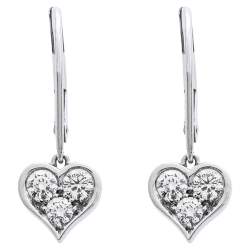 Pre Owned Tiffany & Co.Heart Diamond Platinum Drop Earrings