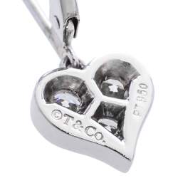 Pre Owned Tiffany & Co.Heart Diamond Platinum Drop Earrings