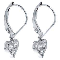Pre Owned Tiffany & Co.Heart Diamond Platinum Drop Earrings