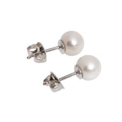 Pre Owned Tiffany & Co. Tiffany Signature Cultured Pearl 18K White Gold Stud Earrings