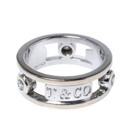 Pre Owned خاتم تيفاني آند كو خاتم تيفاني 1837  ذهب أبيض عيار 18 ذهب أبيض مقاس 48