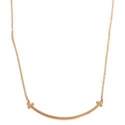 Pre Owned Tiffany & Co. Tiffany T Smile 18K Rose Gold Mini Pendant Necklace
