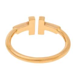 Pre Owned Tiffany & Co. T Wire 18K Rose Gold Ring Size 51