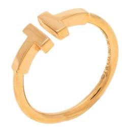 Pre Owned Tiffany & Co. T Wire 18K Rose Gold Ring Size 51