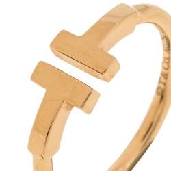 Pre Owned Tiffany & Co. T Wire 18K Rose Gold Ring Size 51