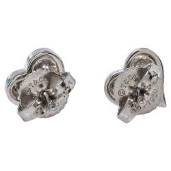 Pre Owned Tiffany & Co. Diamond Heart Platinum Stud Earrings