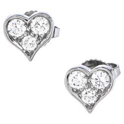 Pre Owned Tiffany & Co. Diamond Heart Platinum Stud Earrings