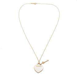 Pre Owned Tiffany & Co. Please Return 18k Yellow Gold Heart Key Necklace