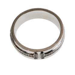 Pre Owned Tiffany & Co. Tiffany T Diamond 18K White Gold Wide Ring Size 53